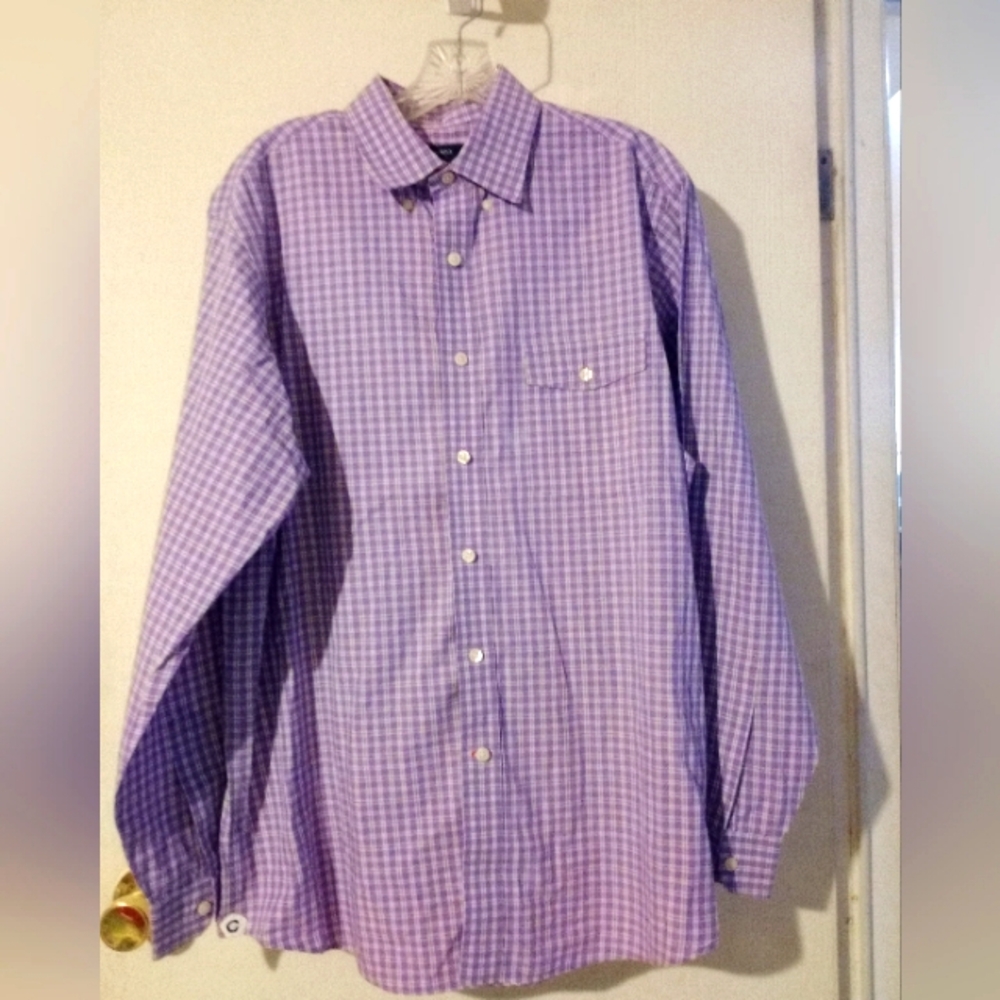 Cremieux Classic Men's Button Up Shirt‎ Lavender Plaid Large